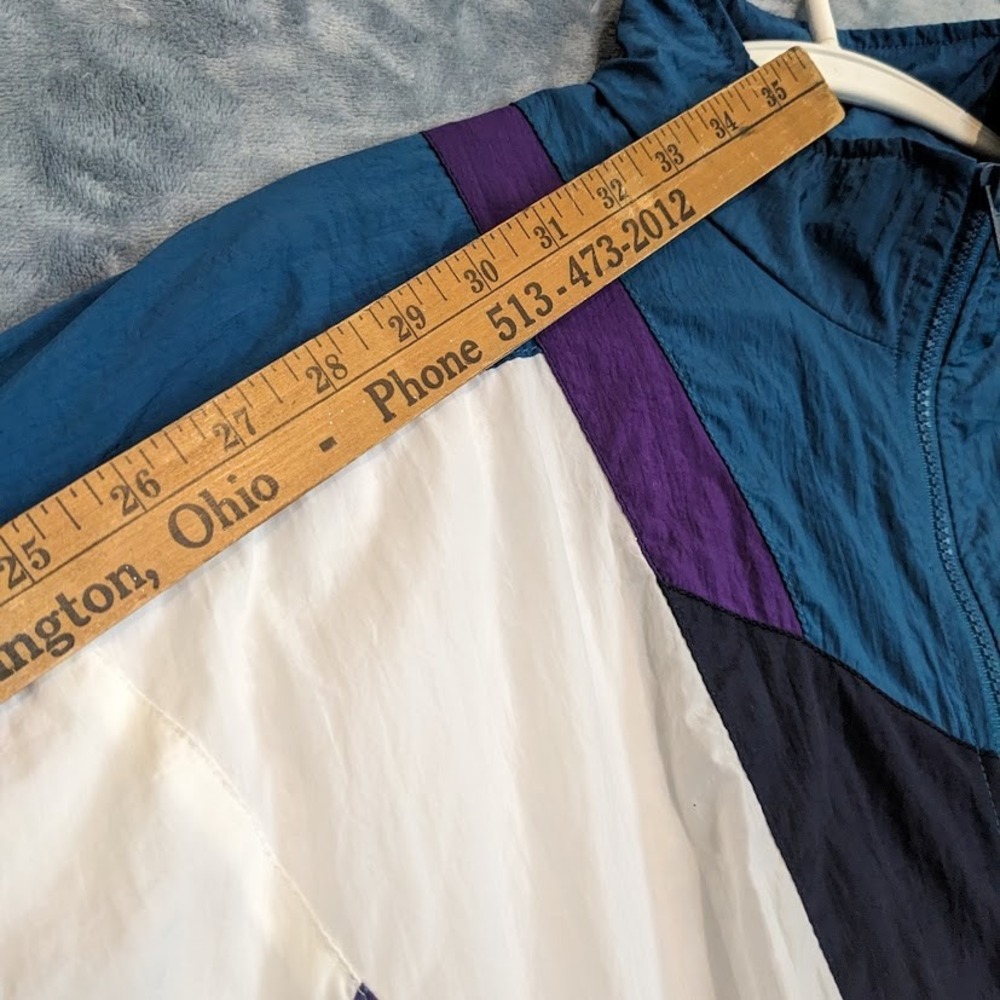 Vintage Claybrooke Sport Windbreaker Jacket 90s Colorblock Teal Navy Purple XL - Picture 8 of 12